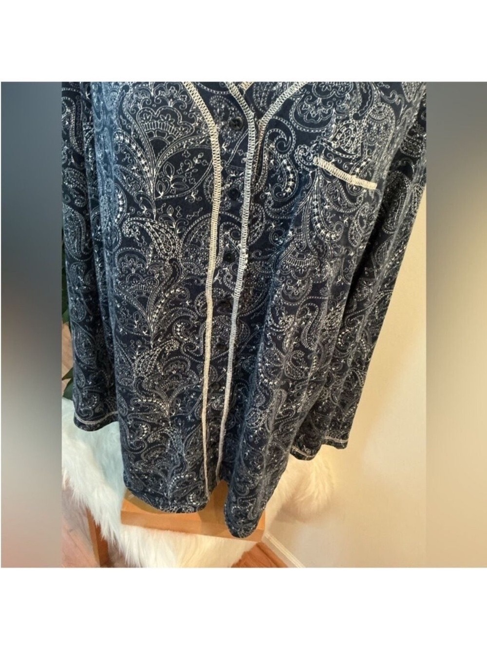 Secret Treasures Loungewear Top Size 2X Blue Paisley Sleepwear Pajama Shirt - Picture 7 of 13